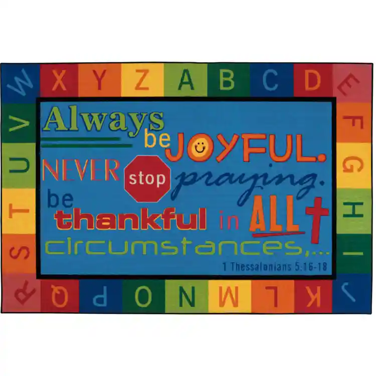 KID$ Value Plus Classroom Rugs™, Always be Joyful Circletime Classroom Rug, Rectangle 8' x 12'