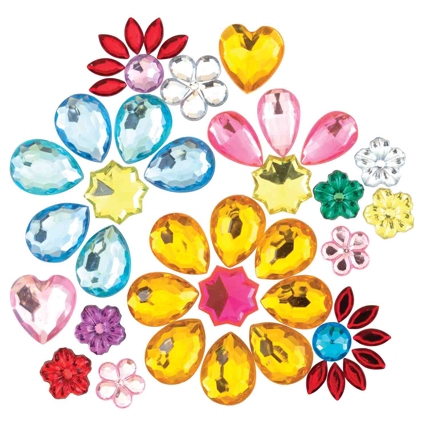 Baker Ross Large Self-Adhesive Acrylic Gems (Pack of 120) for Kids Arts and Craf