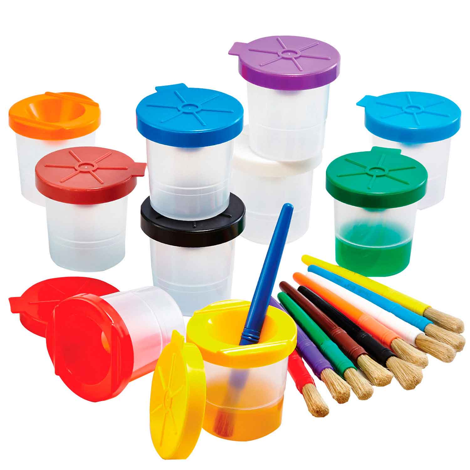  10 Pieces Kids No Spill Paint Cups with Colored Lids