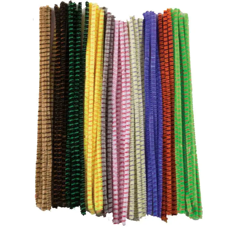 Striped Pipe Cleaners, 100 Pack, Assorted Colors