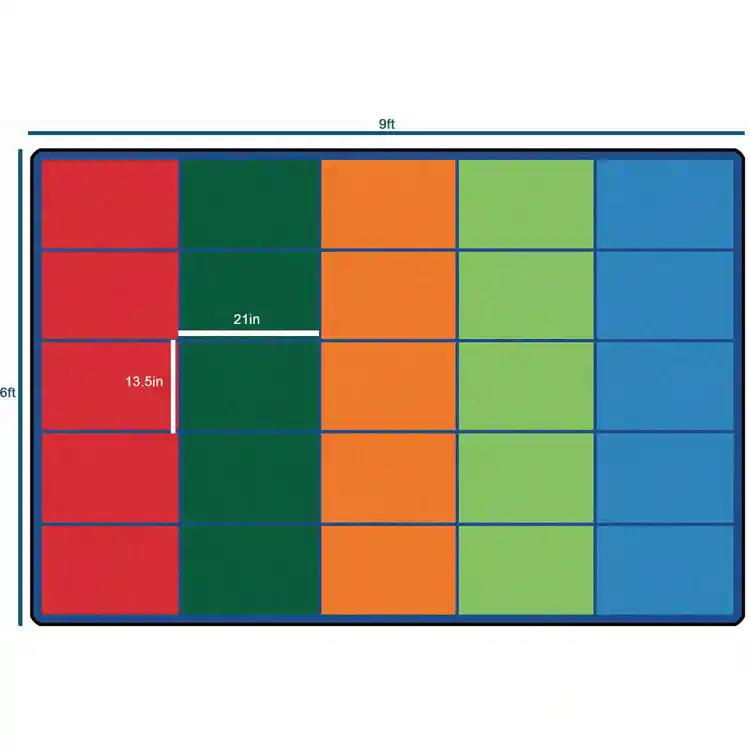 Colorful Rows Seating Classroom Rug, Rectangle 6' x 9' (Seats 25)