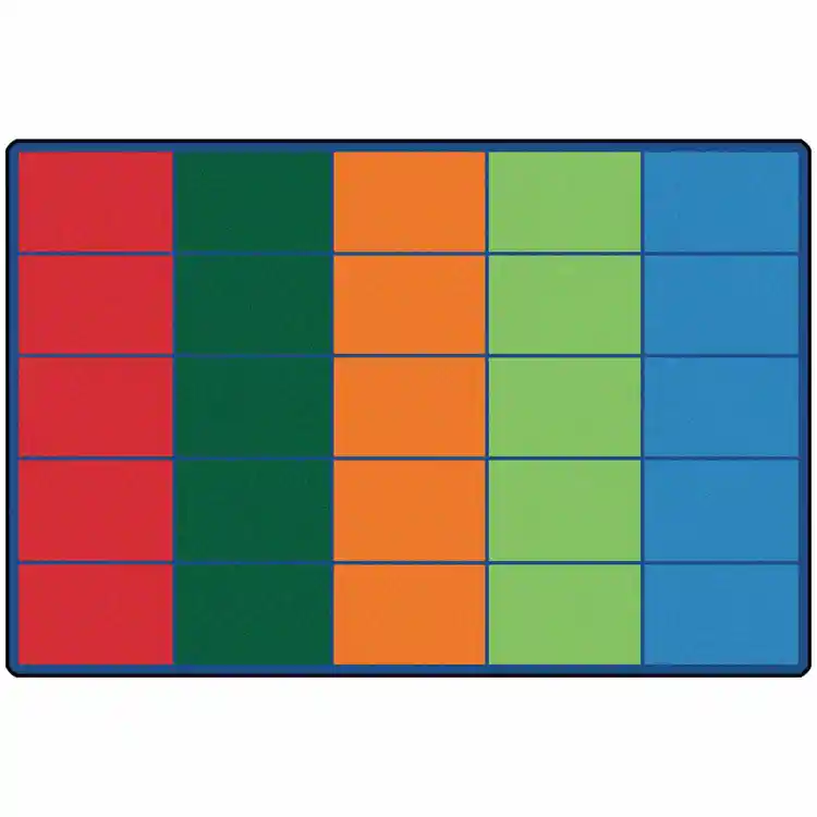 Colorful Rows Seating Classroom Rug, Rectangle 6' x 9' (Seats 25)