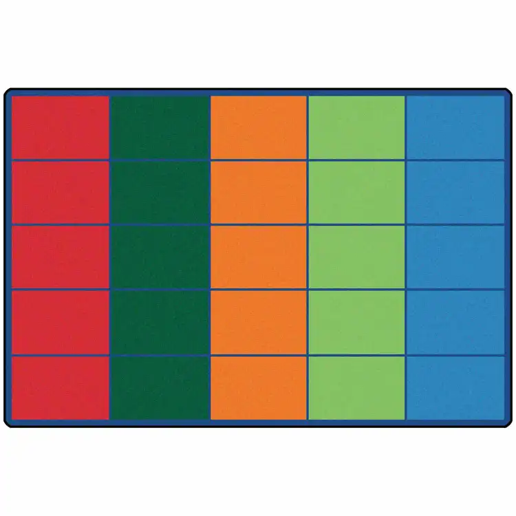 Colorful Rows Seating Classroom Rug, Rectangle 6' x 9' (Seats 25)