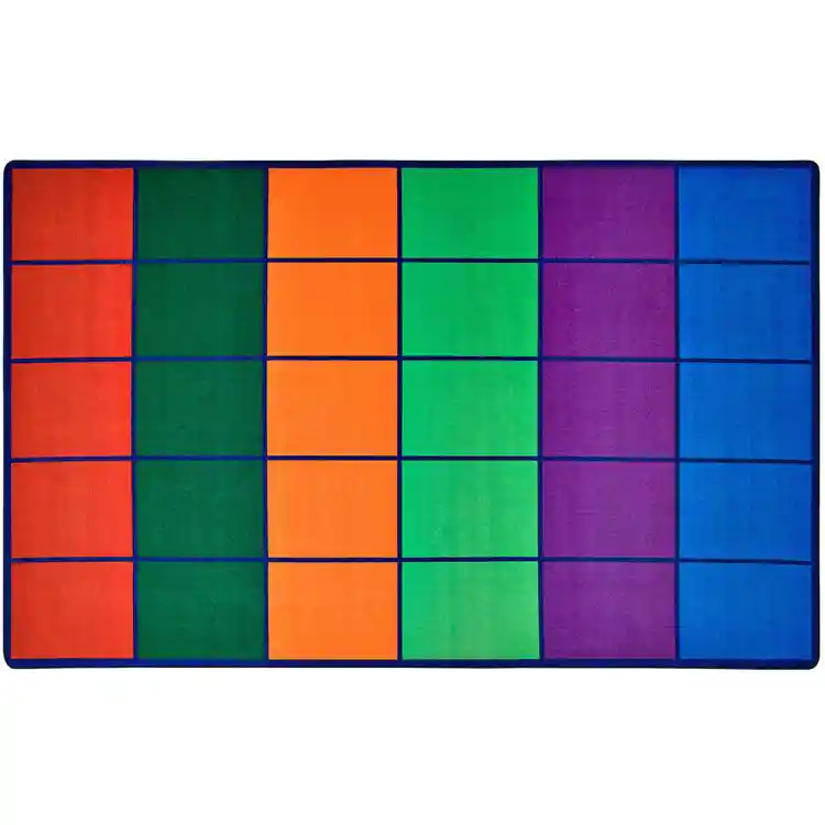 Colorful Rows Seating Classroom Rug, Rectangle 7' 6" x 12' (Seats 30)