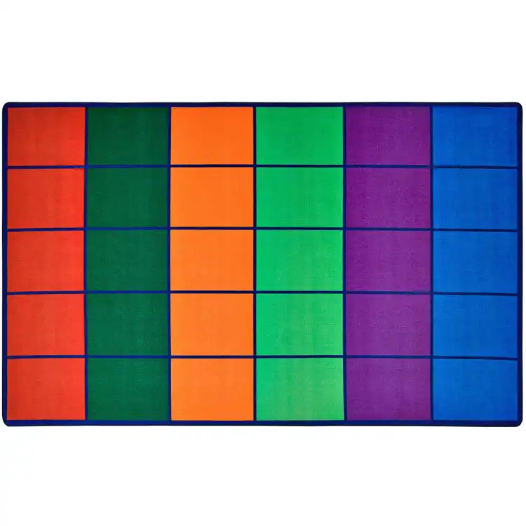 Colorful Rows Seating Classroom Rug, Rectangle 7' 6" x 12' (Seats 30)