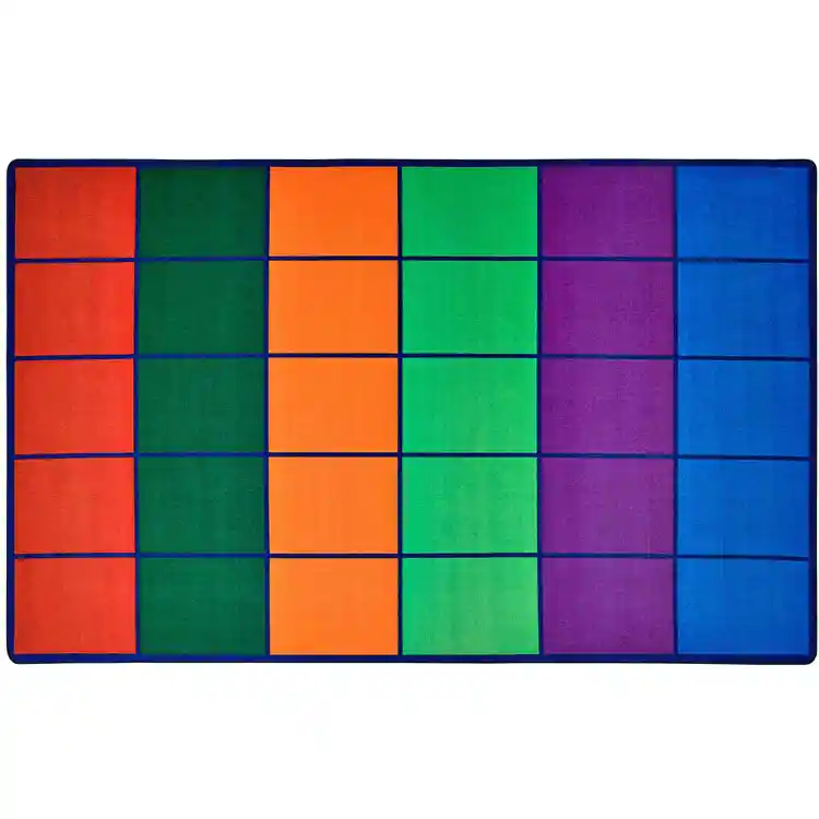 Colorful Rows Seating Classroom Rug, Rectangle 8'4" x 13'4" (Seats 30)