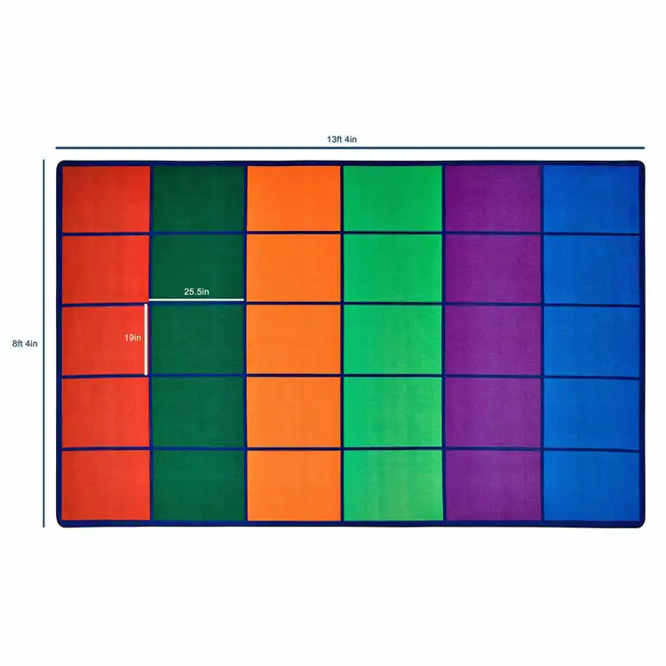Colorful Rows Seating Classroom Rug, Rectangle 8'4" x 13'4" (Seats 30)