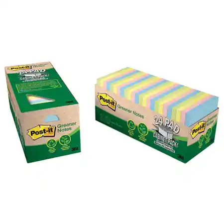3M™ Post-It Recycled Notes  Assorted, Pastel