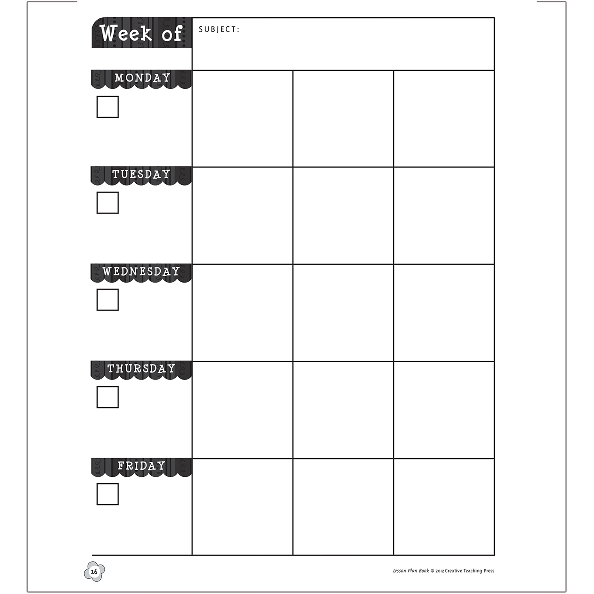 Black and White Lesson Plan Book | Becker's School Supplies