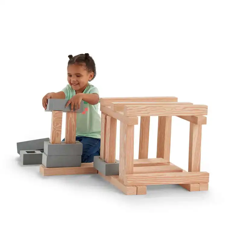 Foam Wooden Beam Building Blocks, 48 pcs