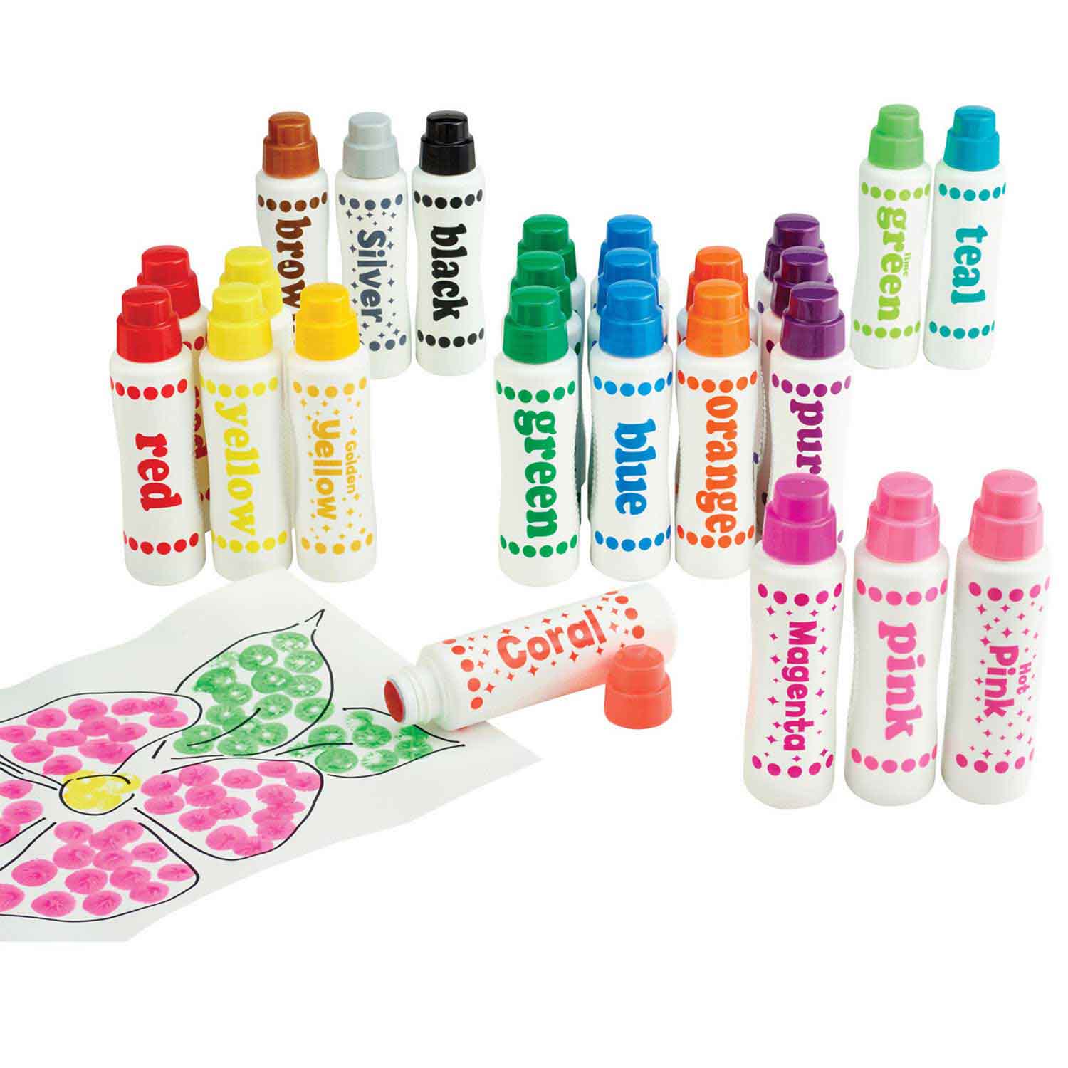 9 Colors Dot Art Marker Sets Class Pack in 36 Pack, School and