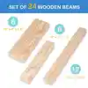 Foam Wooden Beam Building Blocks, 24 pcs