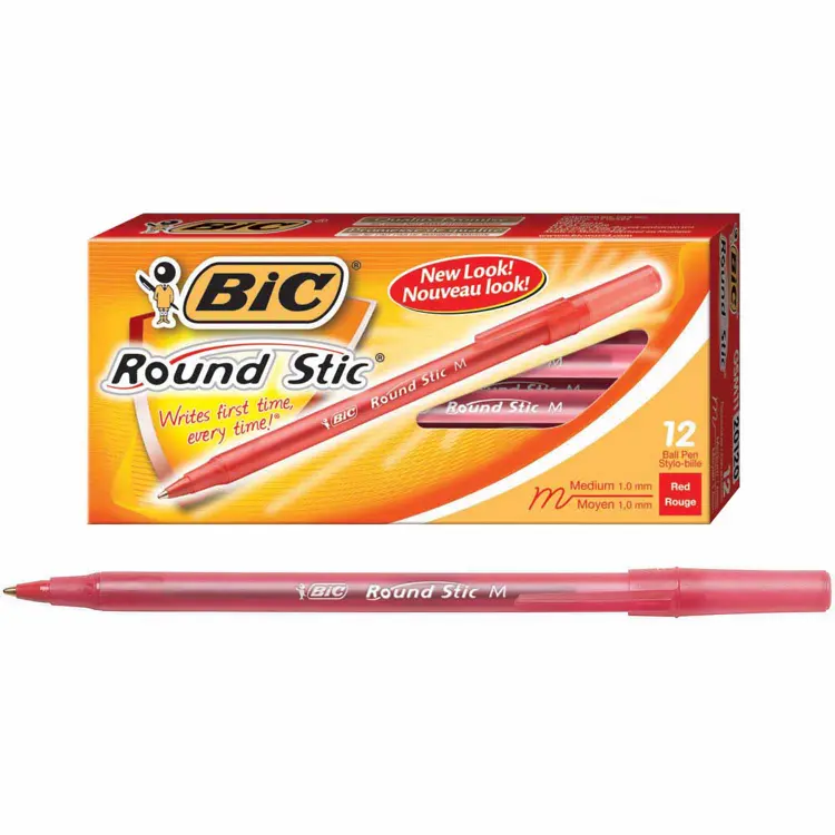 Bic® Medium Point Round Stic® Pens, Red