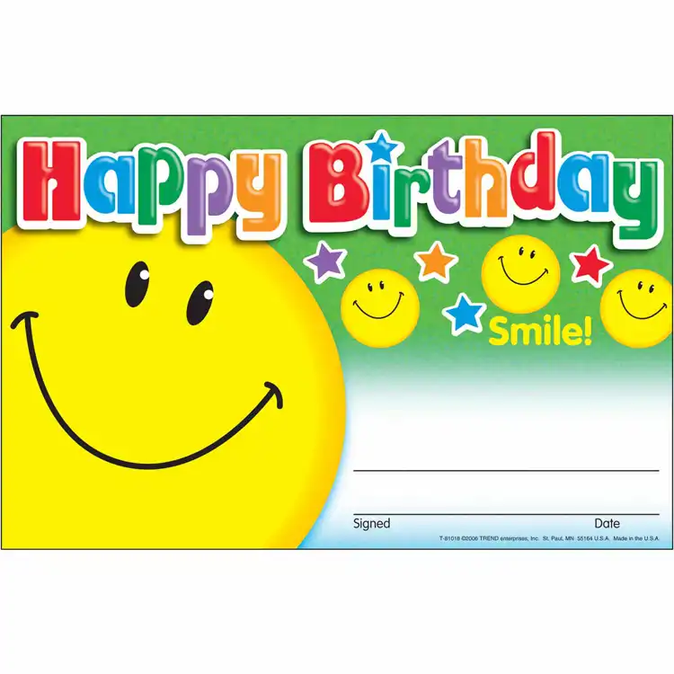 Happy Birthday Smile! Recognition Award