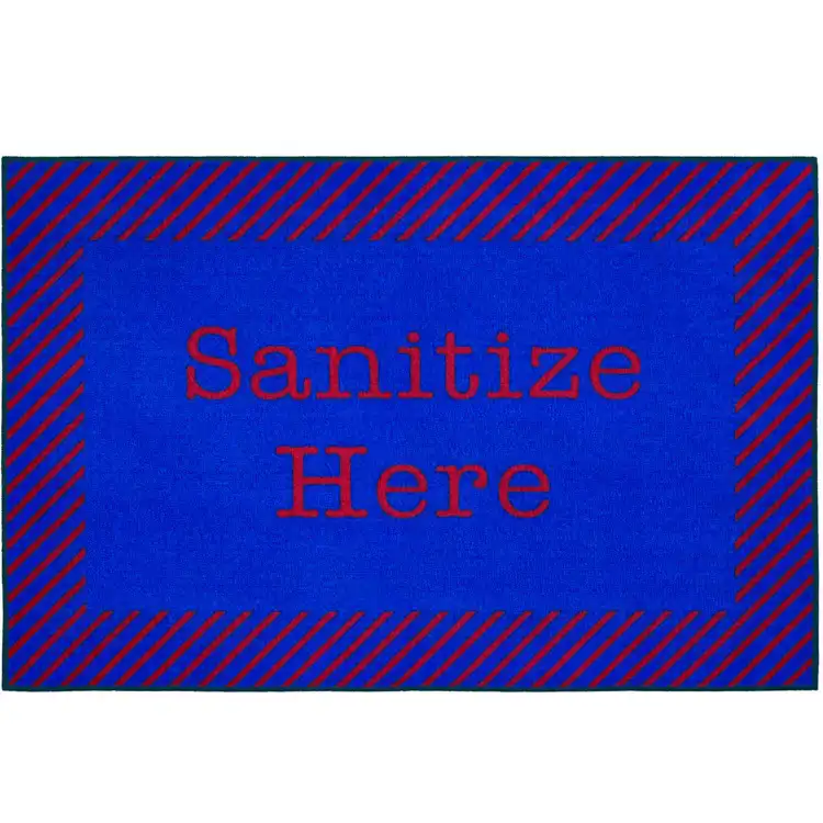 Healthy Habits Collection™ Sanitize Here Mat,  Blue & Red