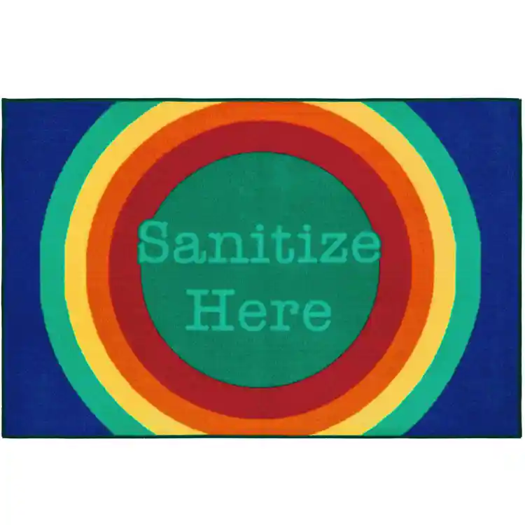 Healthy Habits Collection™ Sanitize Here Mat, Rainbow Dot