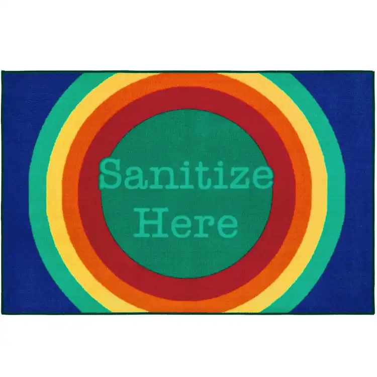 Healthy Habits Collection™ Sanitize Here Mat, Rainbow Dot