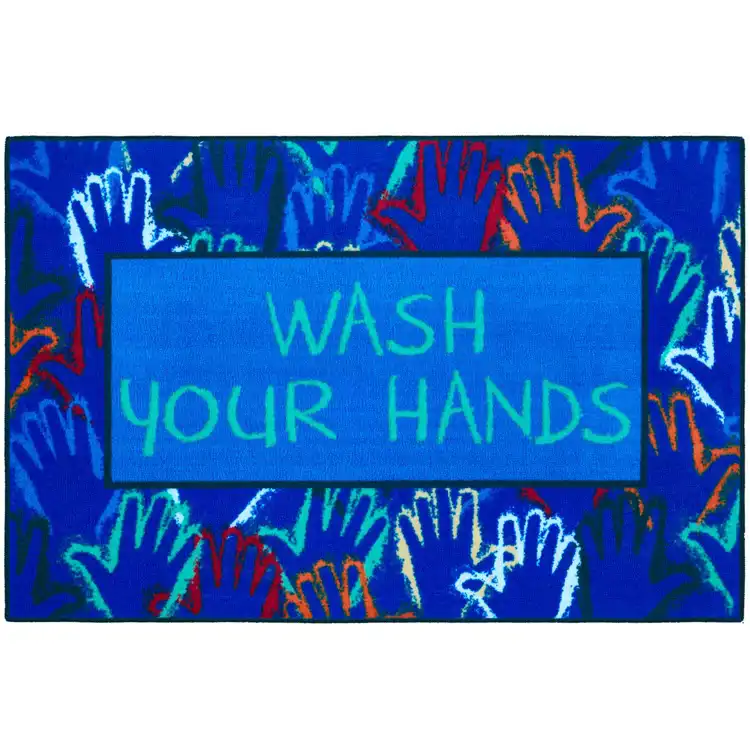 Healthy Habits Collection™ Wash Your Hands Mat, Rectangle 3' x 4' 6"