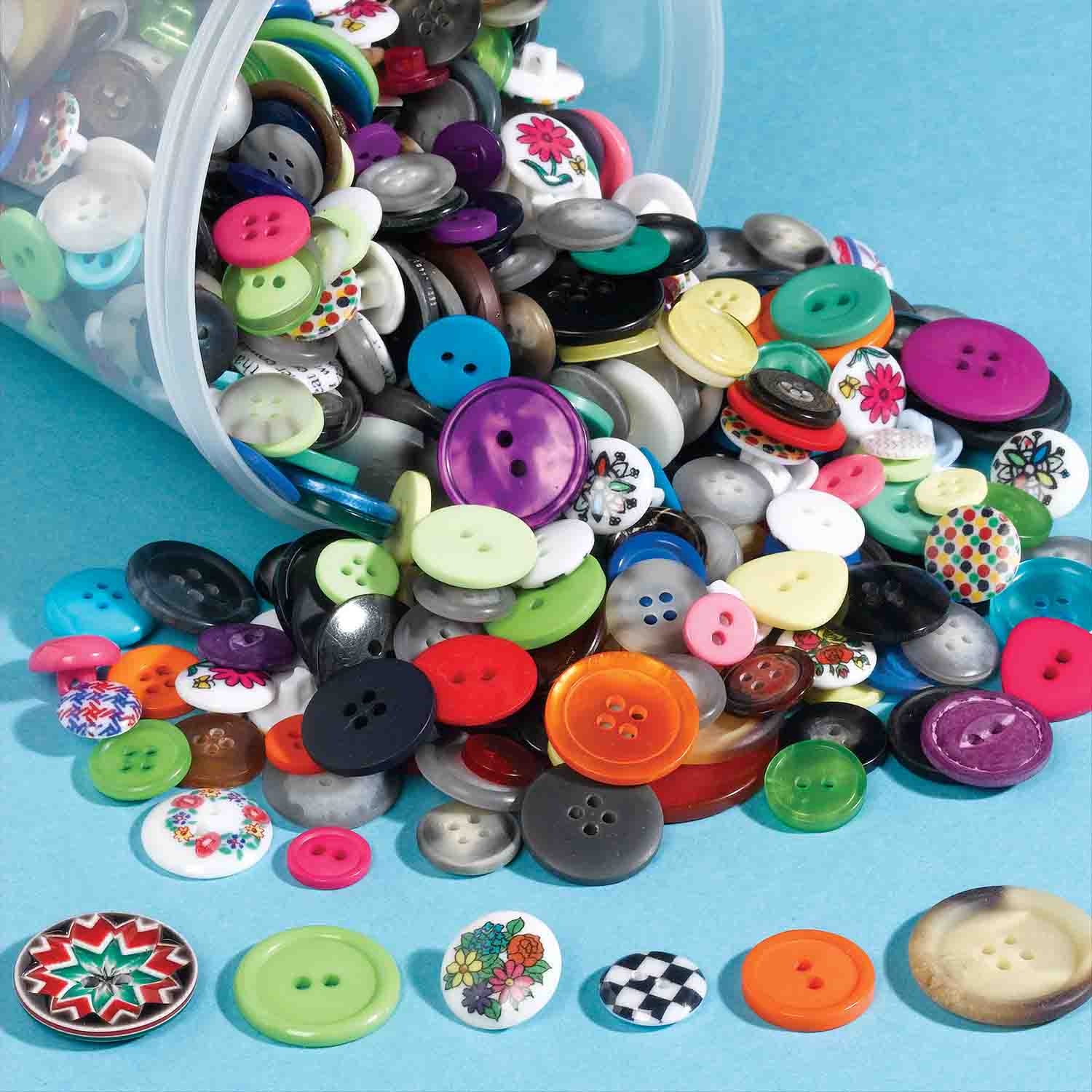 Assorted Buttons Bucket