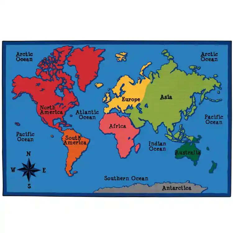 Kid$ Value Classroom Rug™, World Map