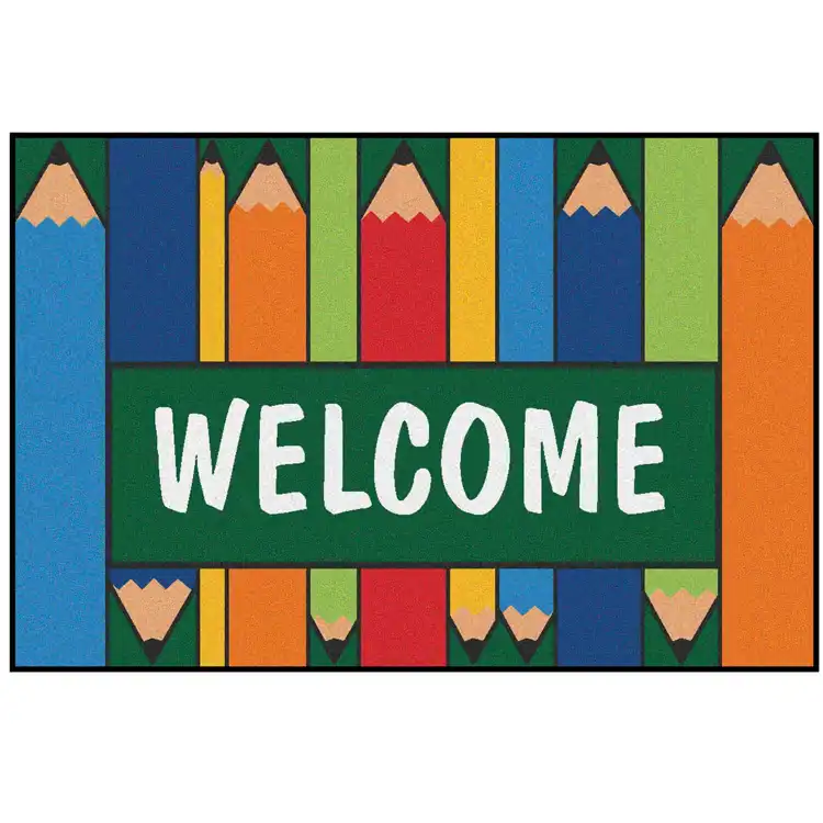 KID$ Value Classroom Rugs™, Colorful Pencils Welcome Rug, Rectangle 4' x 6'