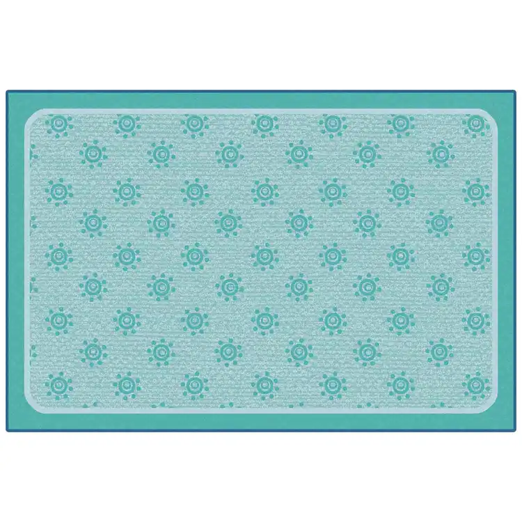 KID$ Value Classroom Rugs™, Sunshine Flowers, Rectangle 4' x 6' Blue