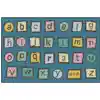 KID$ Value Plus Classroom Rug™, Alphabet Blocks Rectangle 7'6" x 12' Dark Blue