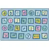KID$ Value Plus Classroom Rug™, Alphabet Blocks Rectangle 7'6" x 12' Light Blue