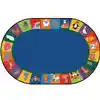 KID$ Value Plus Classroom Rugs™, All The Animals Literacy Seating Rug Oval 6' x 9'