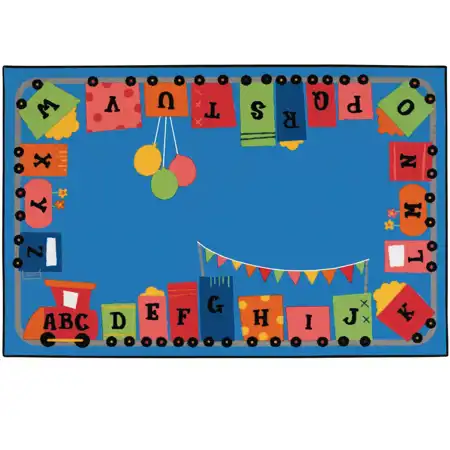 KID$ Value Plus Classroom Rugs™, Alpha Fun Train, Rectangle 6' x 9'
