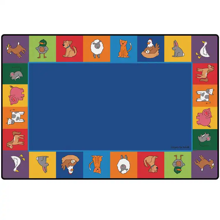 KID$ Value Plus Classroom Rugs™, Farm Animal Seating Rug Rectangle 6' x 9'