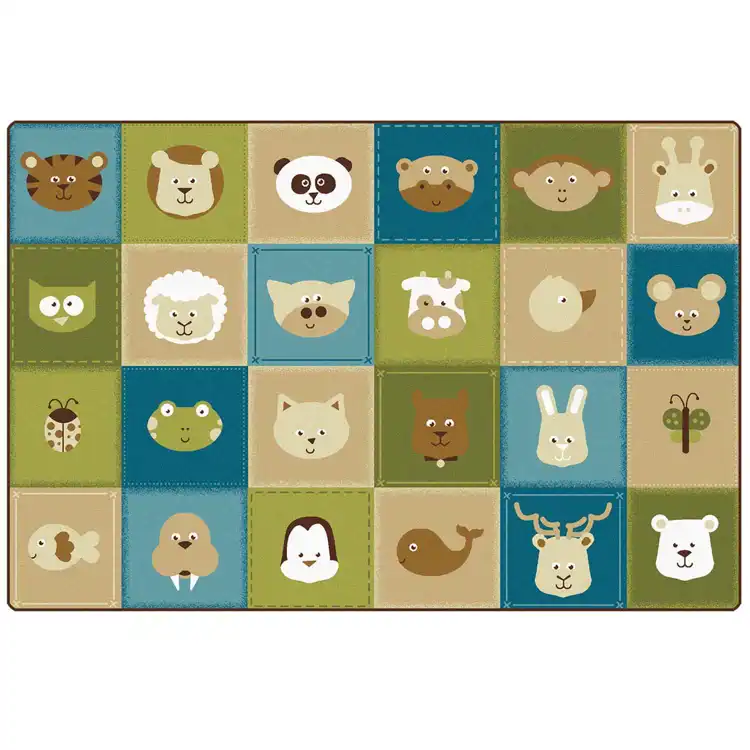 KIDSoft™ Animal Patchwork Rug, Nature Colors, Rectangle 4' x 6'