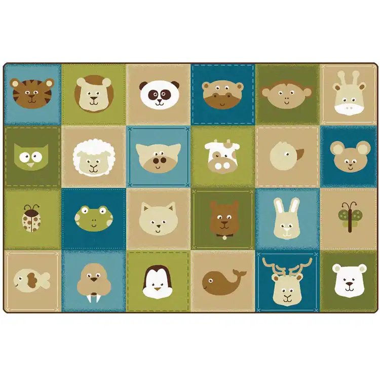 KIDSoft™ Animal Patchwork Rug, Nature Colors, Rectangle 7'6" x 12'
