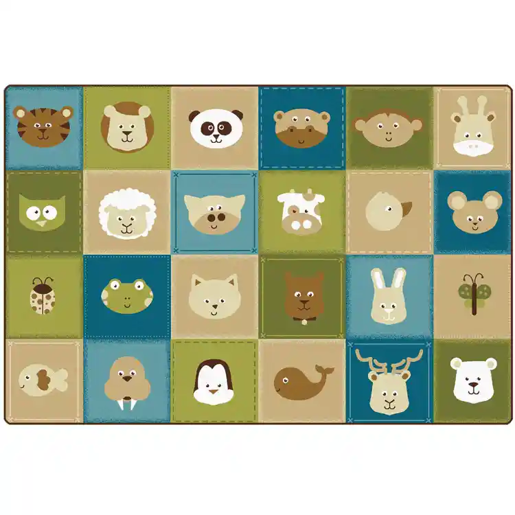 KIDSoft™ Animal Patchwork Rug, Nature Colors, Rectangle 8' x 12'