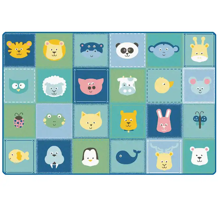 KIDSoft™ Animal Patchwork Rug, Soft Colors, Rectangle 4' x 6'