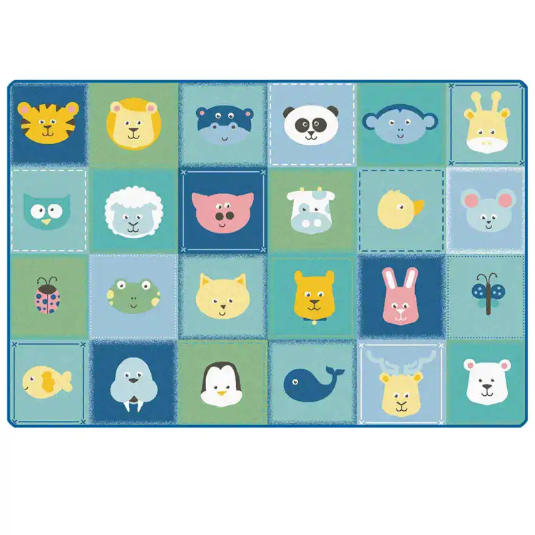 KIDSoft™ Animal Patchwork Rug, Soft Colors, Rectangle 8' x 12'