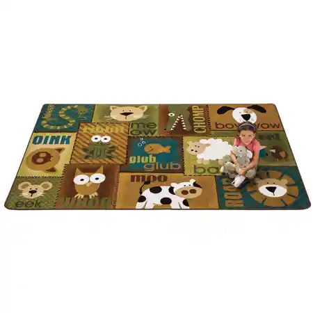 KIDSoft™ Animal Sounds Toddler Classroom Rug, Nature's Colors
