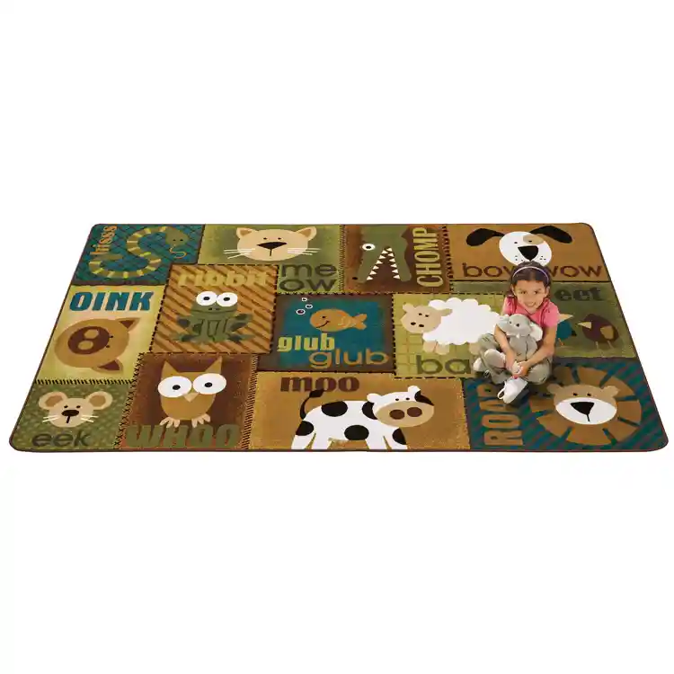 KIDSoft™ Animal Sounds Toddler Classroom Rug, Nature's Colors