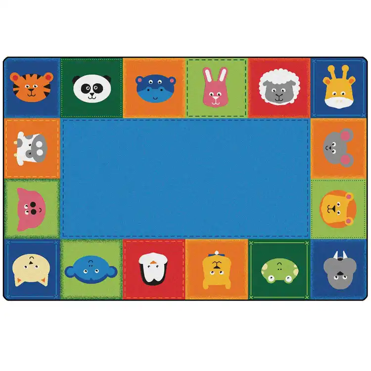 KIDSoft Baby Animals Border Rug Primary Colors 8x12