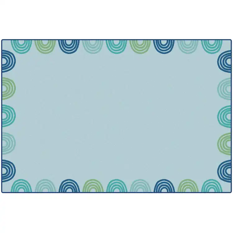 KIDSoft™ Rainbows Border Rug Soft Colors, Rectangle 4' x 6' Green