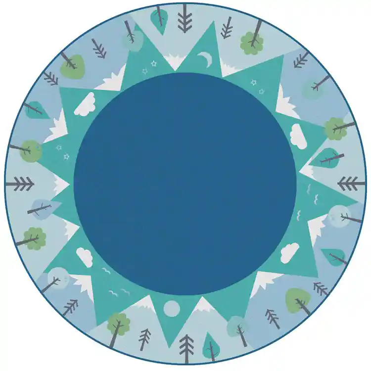 KIDSoft™ Tranquil Mountain Rug, Blue 6' Round