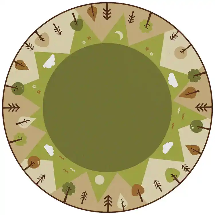 KIDSoft™ Tranquil Mountain Rug, Green 6' Round
