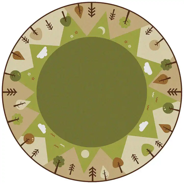KIDSoft™ Tranquil Mountain Rug, Green 6' Round