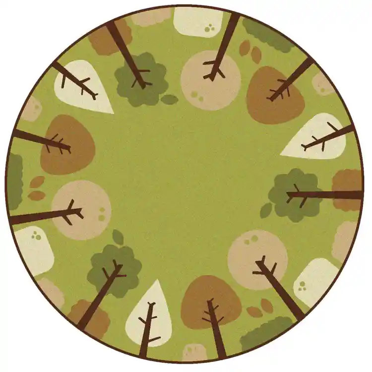 KIDSoft™ Tranquil Trees Rug, Green, Round 6'