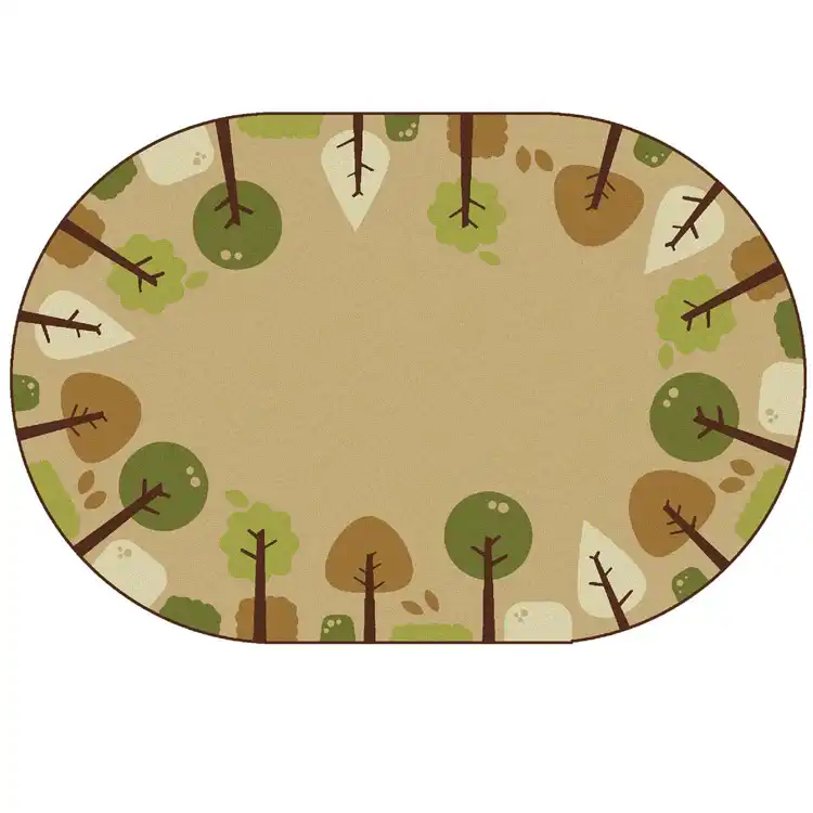 KIDSoft™ Tranquil Trees Rug, Tan, Oval 6' x 9'