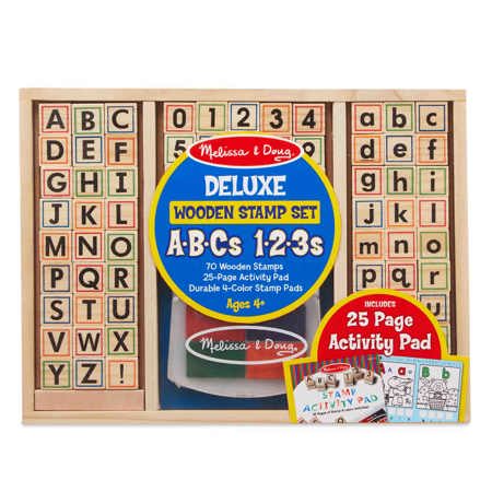 Melissa & Doug Deluxe Alphabet & Number Wooden Stamp Set