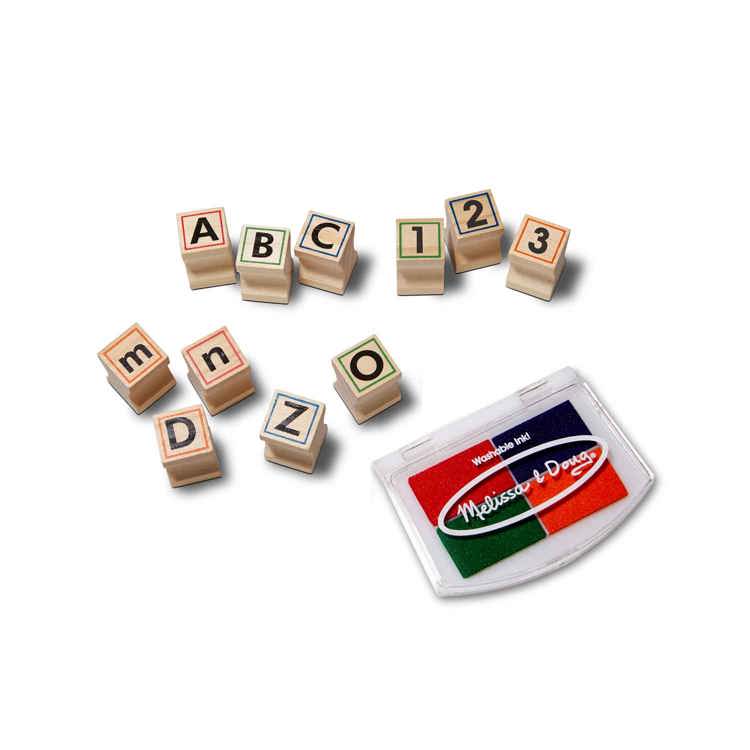 Melissa & Doug Deluxe Alphabet & Number Wooden Stamp Set