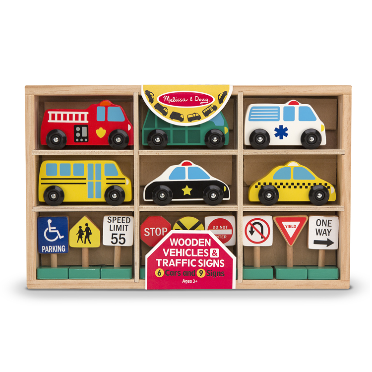 Melissa & Doug Wooden Vehicles & Traffic Signs