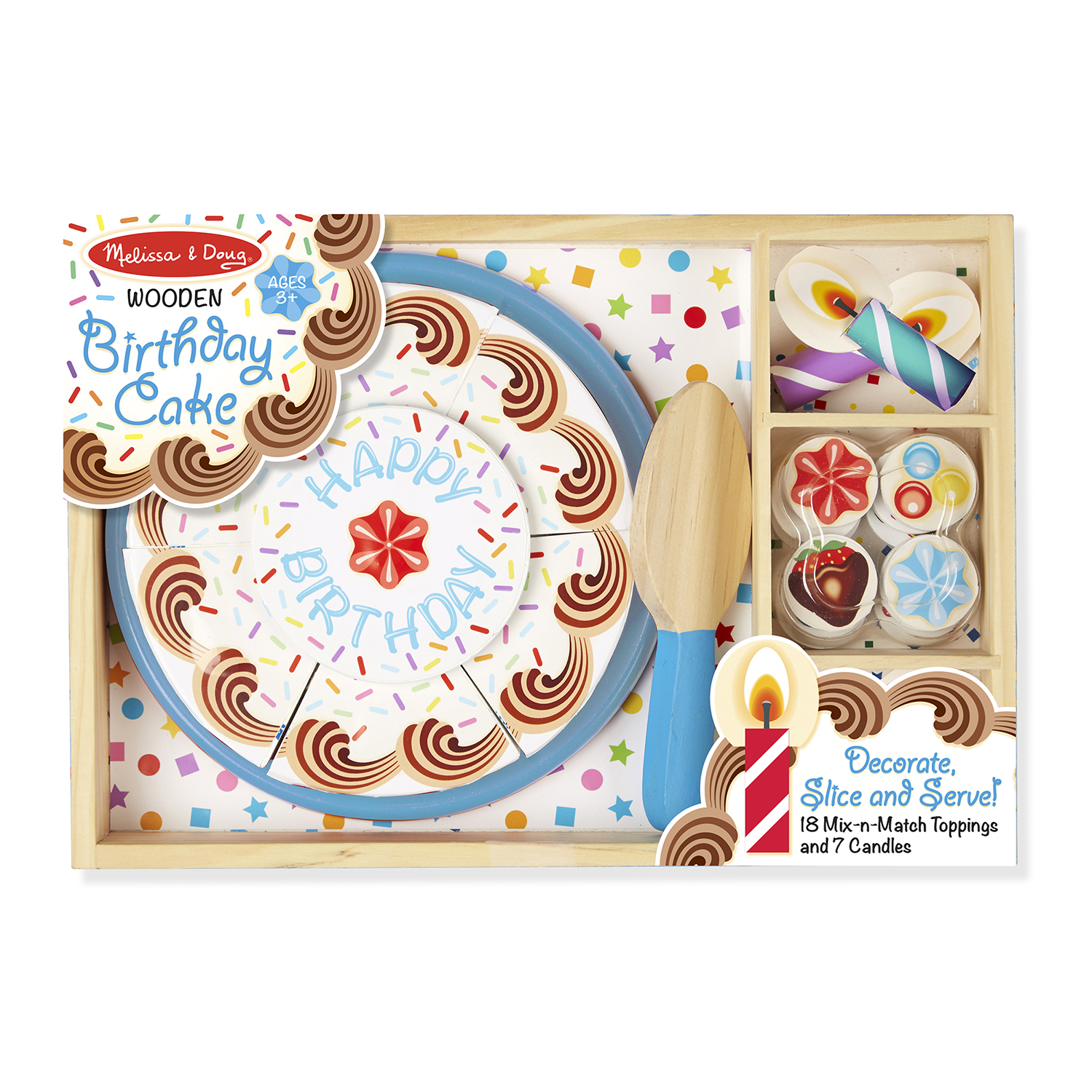 Melissa & Doug Birthday Party Pretend Play Cake Wooden Food With Toppings 511 for sale online 