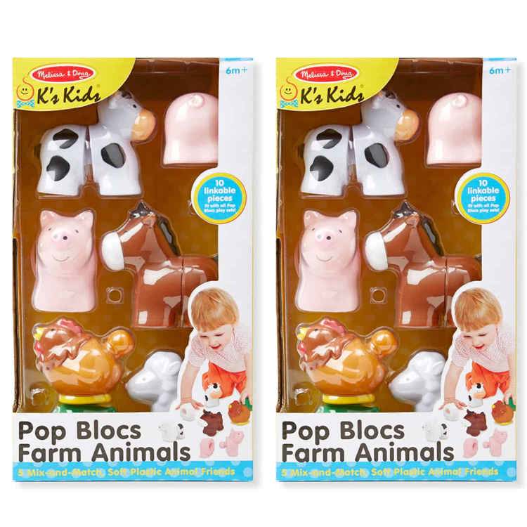 Melissa & Doug Pop Blocs Farm Animals, Set of 10